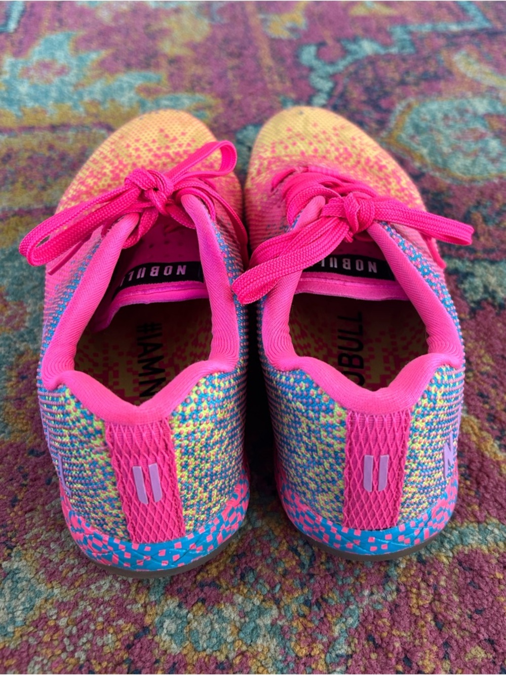 NOBULL | Unisex Bright Pink/Rainbow Glitch Training Shoe Pink Laces Mens 8.5 W10 - Picture 7 of 16